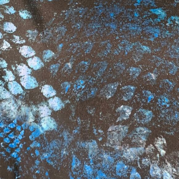 BILLIONAIRE COUTURE Size XL Black Blue Snake Silk Button Up Long Sleeve Shirt - Picture 2 of 6